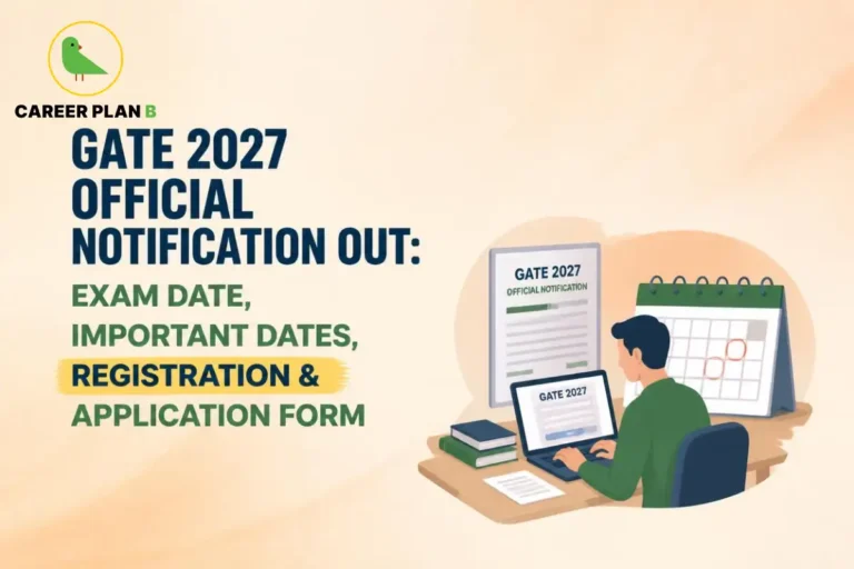 Banner graphic announcing GATE 2027 official notification, covering exam dates, registration, and application details.