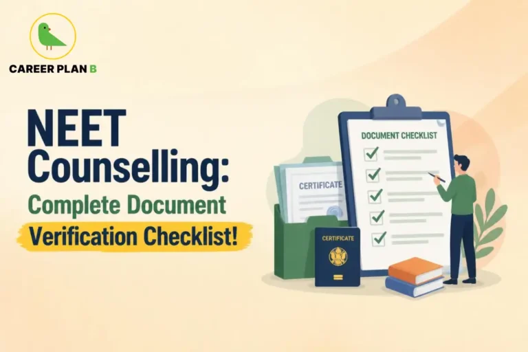 NEET counselling document verification checklist showing required certificates and documents for admission verification.