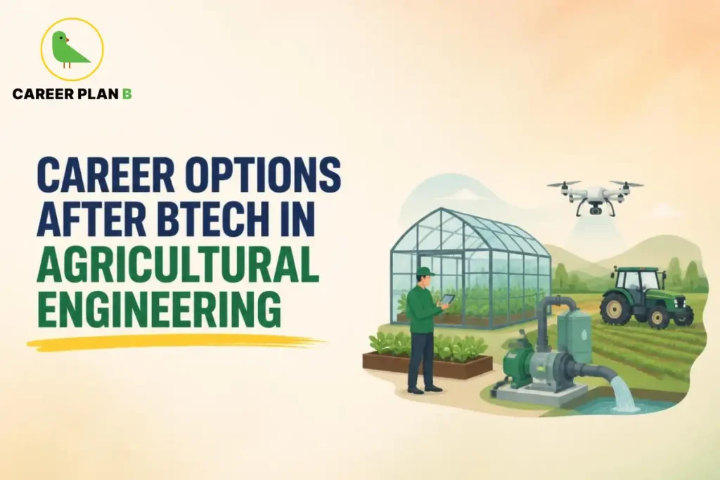 Career options after BTech in Agricultural Engineering, including smart farming and irrigation.