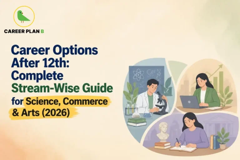 Career options after 12th across science, commerce and arts streams.