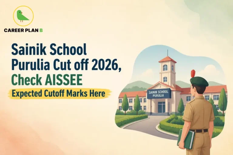 Illustration of Sainik School Purulia Cut Off 2026 with Career Plan B logo and AISSEE expected cutoff marks.
