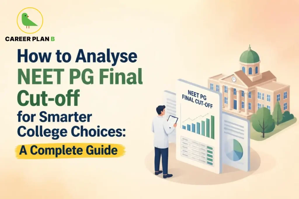 Person analysing NEET PG Final Cut-off reports and charts to compare closing ranks for smarter college choices.