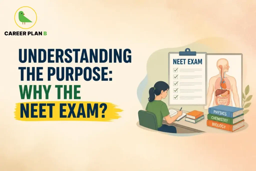 Why the NEET exam matters, shown with a student studying medical subjects.