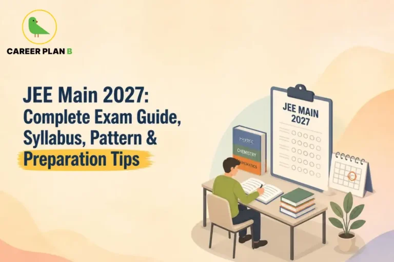 JEE Main 2027 exam guide with a student preparing for the test.