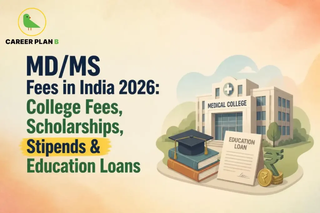 MD/MS fees in India 2026, covering college fees, scholarships, stipends, and education loan options