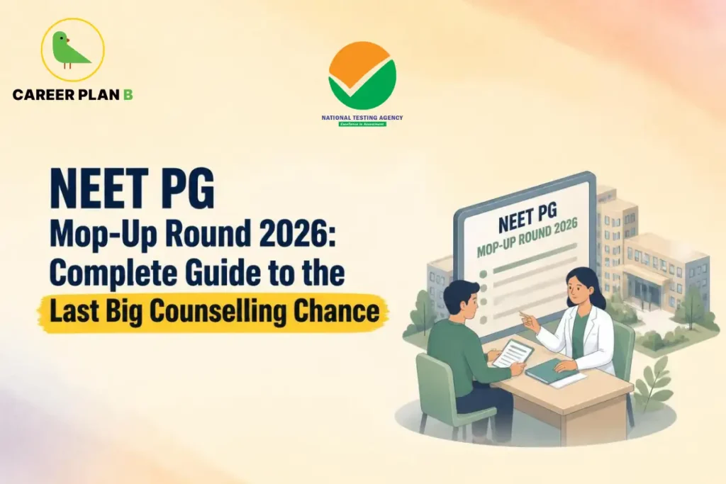 NEET PG Mop-Up Round 2026 guide, showing counselling and seat selection for medical aspirants.
