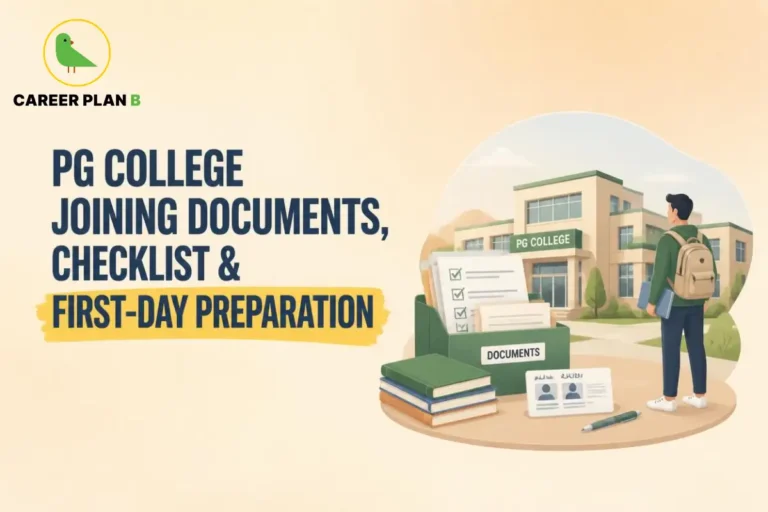 PG college joining documents checklist and first-day preparation for new students.