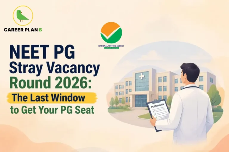 NEET PG Stray Vacancy Round 2026 showing a medical graduate seeking a final PG seat