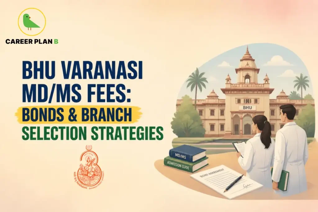 BHU Varanasi MD/MS fees guide covering postgraduate medical fees, bonds, branch selection strategies, MD/MS courses, admission planning, and Banaras Hindu University campus