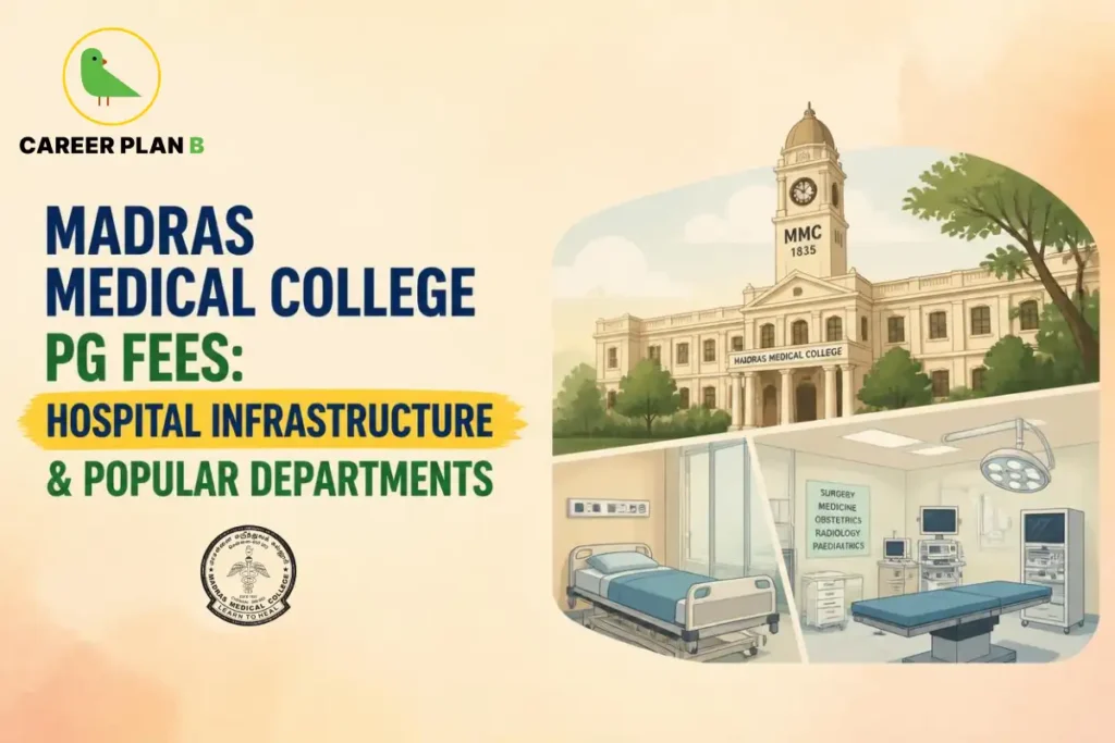 Madras Medical College PG fees guide covering hospital infrastructure, popular departments, postgraduate medical courses, clinical facilities, and medical education opportunities in Chennai