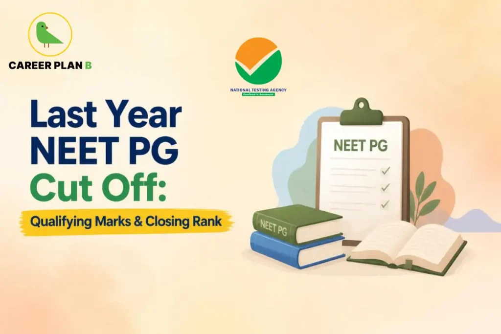 Last year NEET PG cut off showing qualifying marks and closing rank.