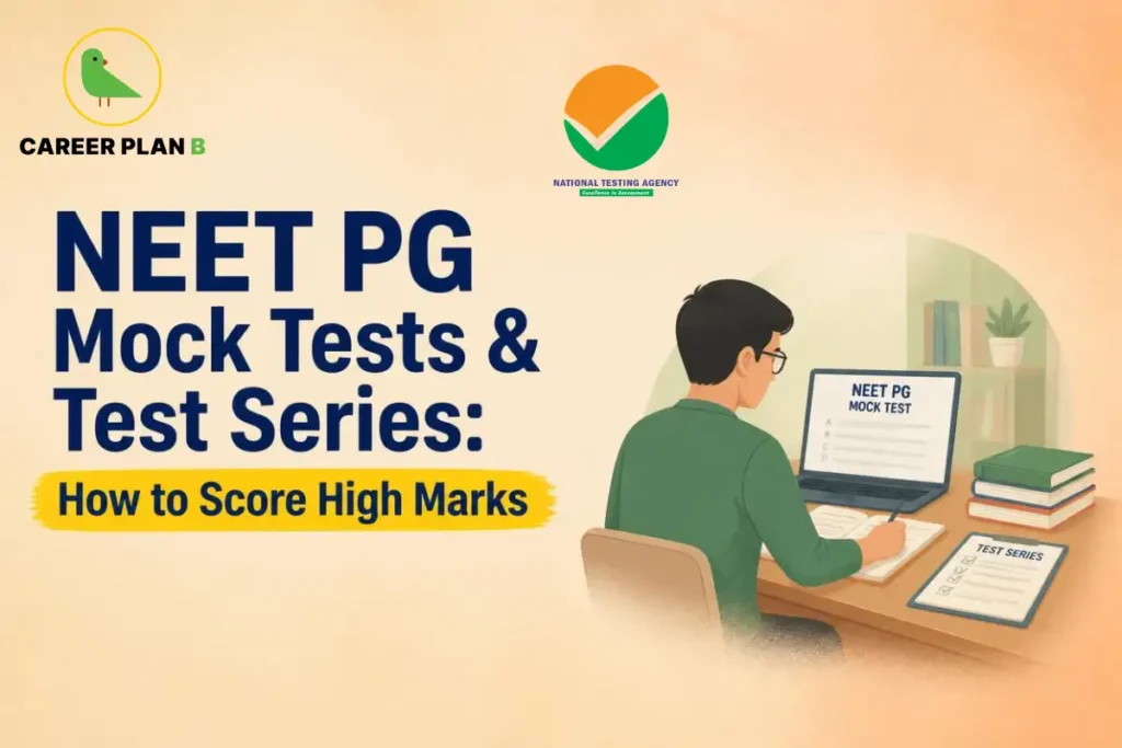 NEET PG aspirant taking mock tests and studying with books, highlighting strategies to improve scores and achieve higher marks.