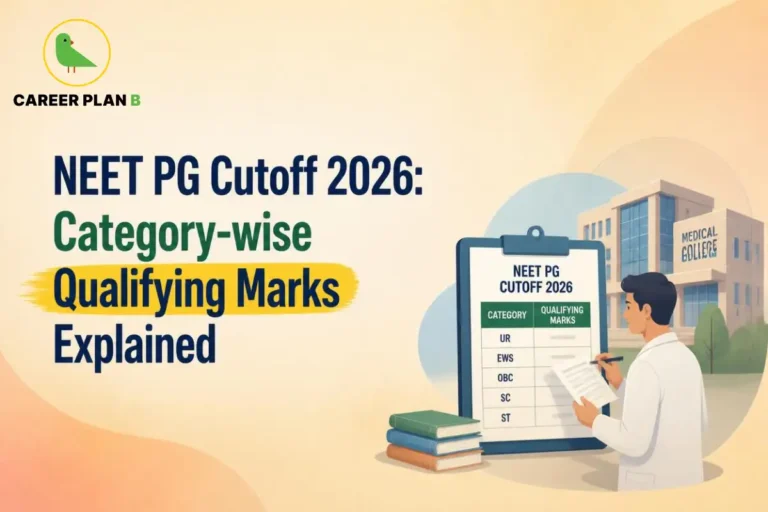 NEET PG aspirant reviewing the 2026 category-wise qualifying cutoff marks for UR, EWS, OBC, SC and ST categories