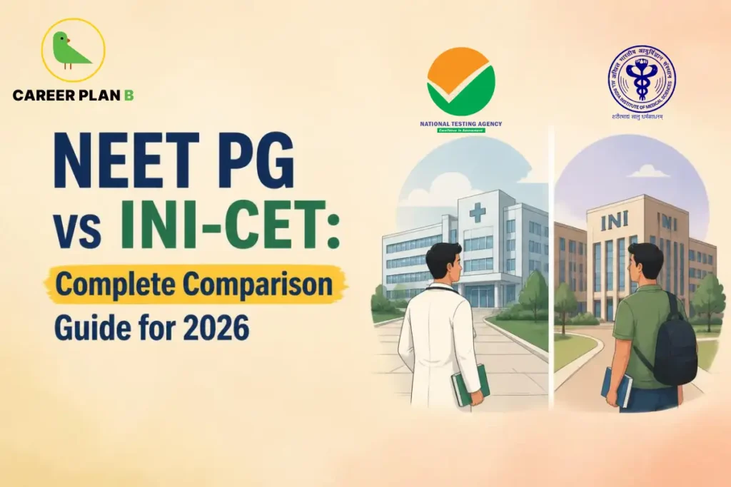 Comparison between NEET PG and INI-CET showing medical aspirants outside postgraduate medical institutions