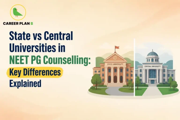 State vs central universities in NEET PG counselling showing the key differences between state and central university options