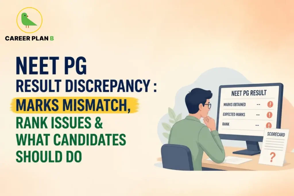 NEET PG result discrepancy showing marks mismatch, rank issues, and scorecard errors.
