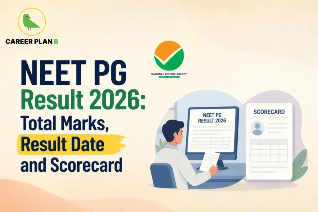 NEET PG Result 2026 showing total marks, result date and scorecard details.