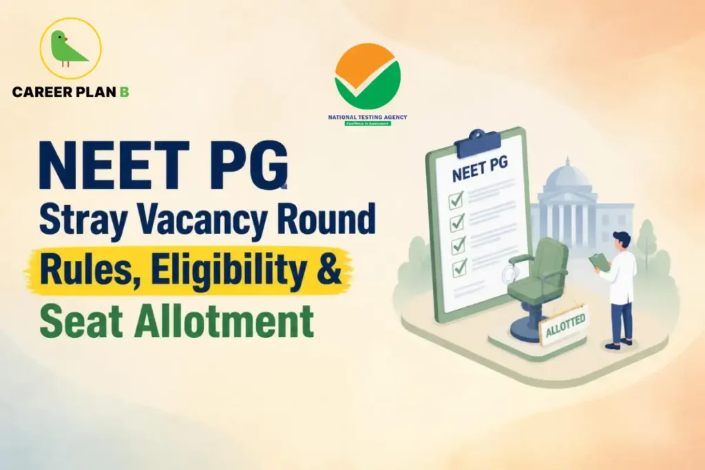 NEET PG stray vacancy round counselling showing eligibility rules, vacant seat allocation and the final admission process