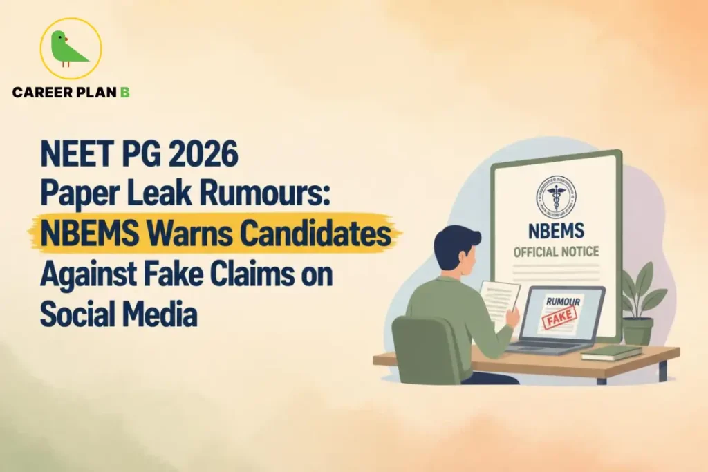 NEET PG 2026 paper leak rumours with NBEMS official notice warning candidates against fake claims and misinformation on social media
