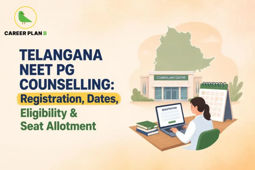 Telangana NEET PG counselling showing registration, dates, eligibility, and seat allotment.