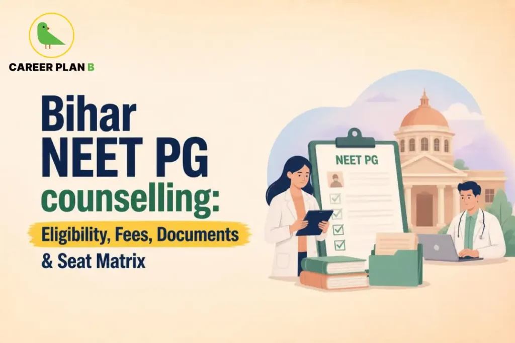 Bihar NEET PG counselling showing eligibility, fees, documents, and seat matrix.