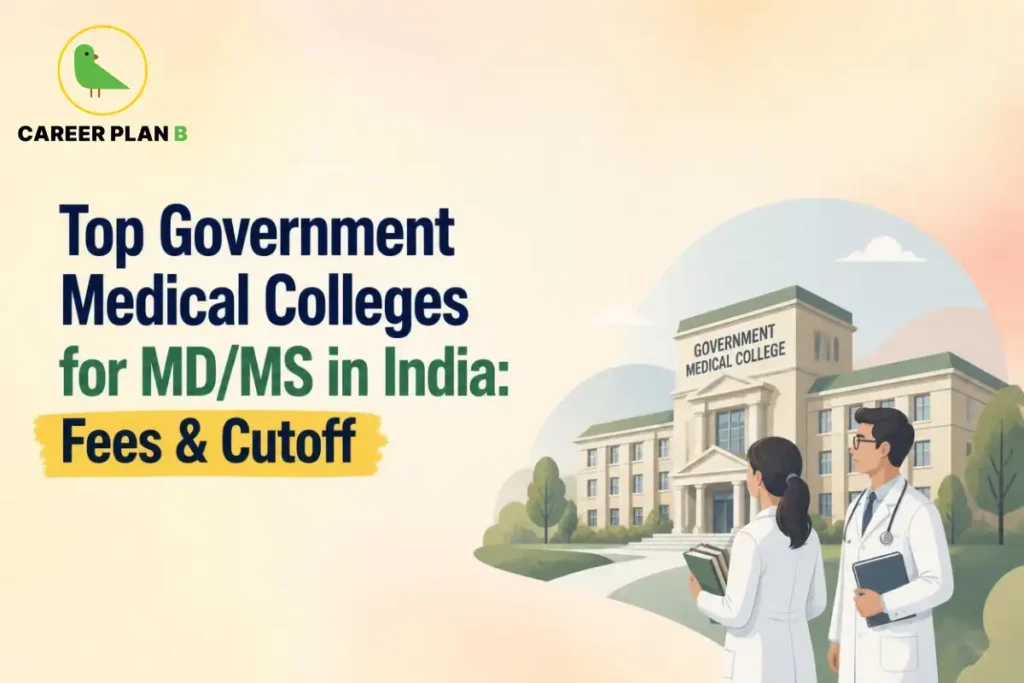 Top government medical colleges for MD/MS in India showing fees, cut-off trends, and postgraduate medical admission options