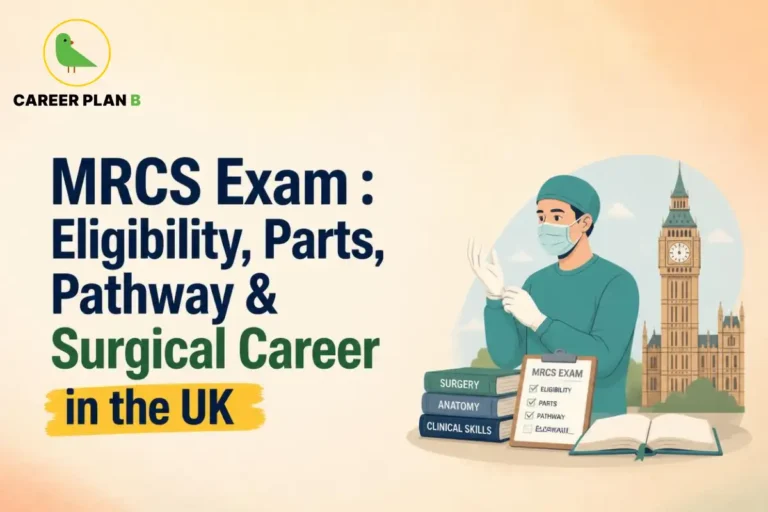 MRCS Exam UK guide showing eligibility, exam parts, pathway, and surgical career options.