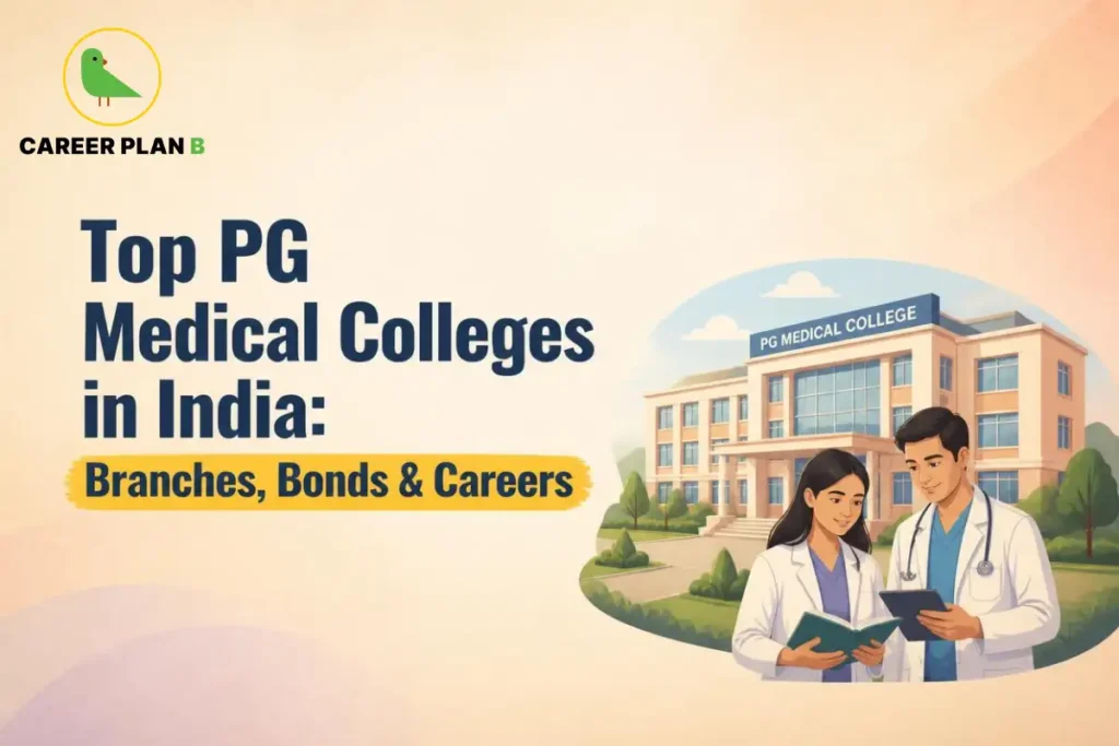 Top PG medical colleges in India showing postgraduate branches, bond requirements, and career opportunities for medical aspirants