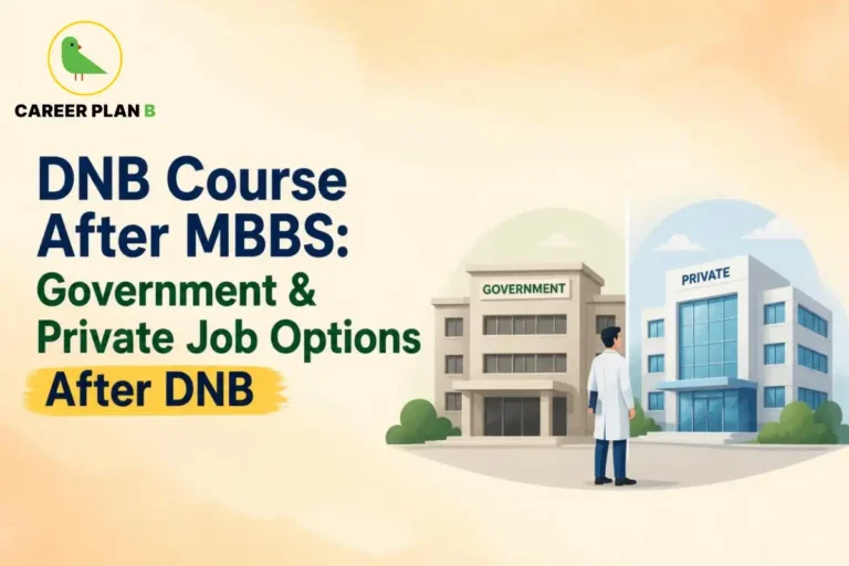 DNB course after MBBS showing government and private job options after DNB.