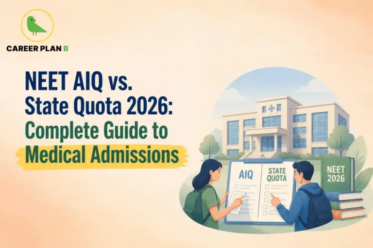 NEET AIQ vs. State Quota 2026 comparison, showing students reviewing medical admission options and counselling quotas.