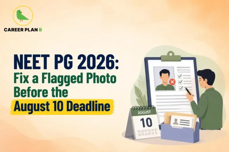 NEET PG 2026 flagged photo correction, showing a candidate updating a rejected application photo before the August 10 deadline.