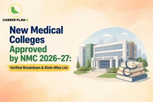 Banner text highlighting new medical colleges approved by NMC 2026–27 with a verified state-wise breakdown.