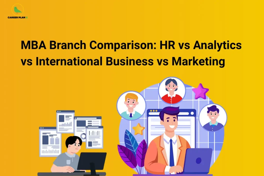 MBA branch comparison of HR, Analytics, International Business, and Marketing.