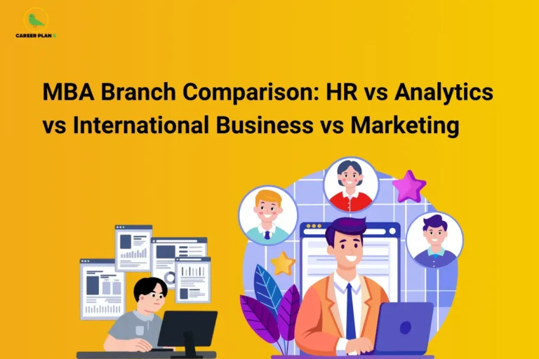 MBA branch comparison of HR, Analytics, International Business, and Marketing.