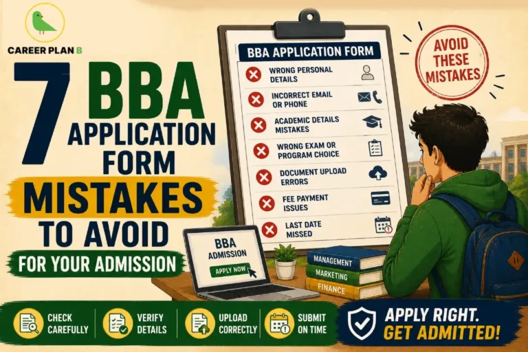 BBA application checklist highlights errors in personal, academic, document, payment, and deadline details.