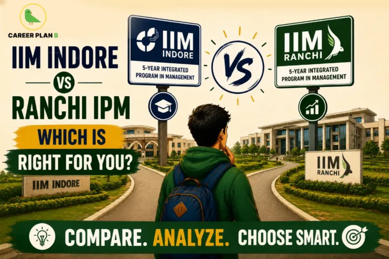 IIM Indore and IIM Ranchi shown as two five-year integrated management program options.