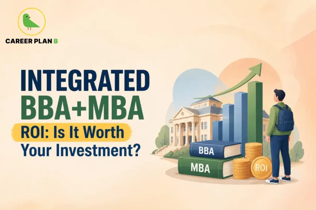Integrated BBA and MBA Program ROI Guide Showing Investment, Career Growth, and Return on Investment for Students