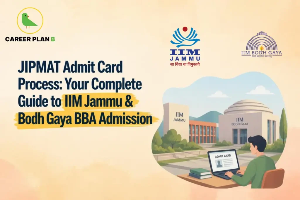 JIPMAT Admit Card Process for IIM Jammu and IIM Bodh Gaya BBA Admission Showing Key Download and Access Steps