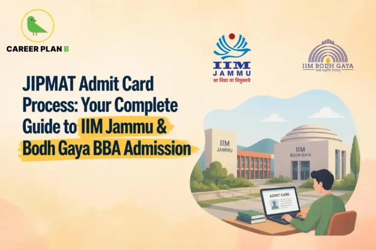 JIPMAT Admit Card Process for IIM Jammu and IIM Bodh Gaya BBA Admission Showing Key Download and Access Steps