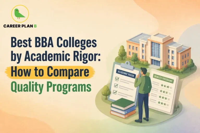Student comparing BBA colleges based on academic rigor and program quality.