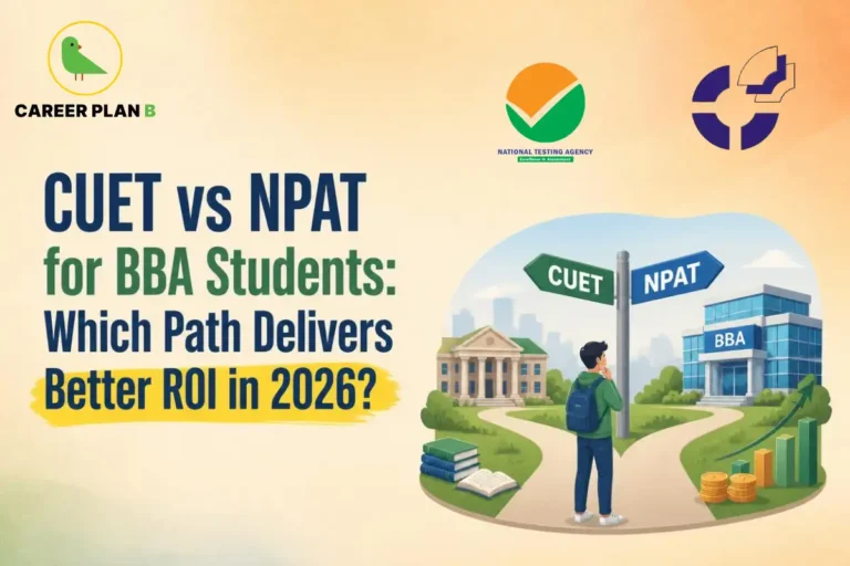 Student comparing CUET and NPAT pathways for BBA admission and return on investment.