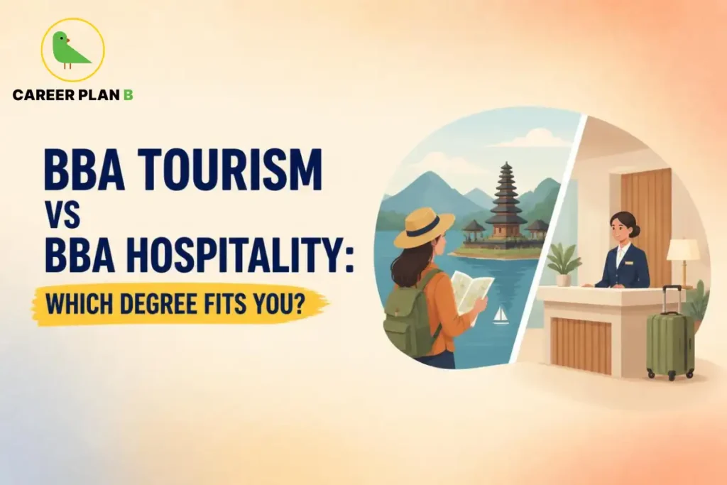 Comparison of BBA tourism and hospitality career paths.