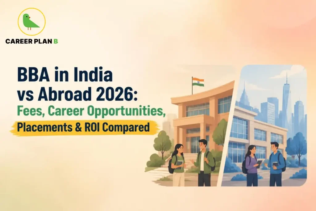 Comparison of BBA study options in India and abroad.