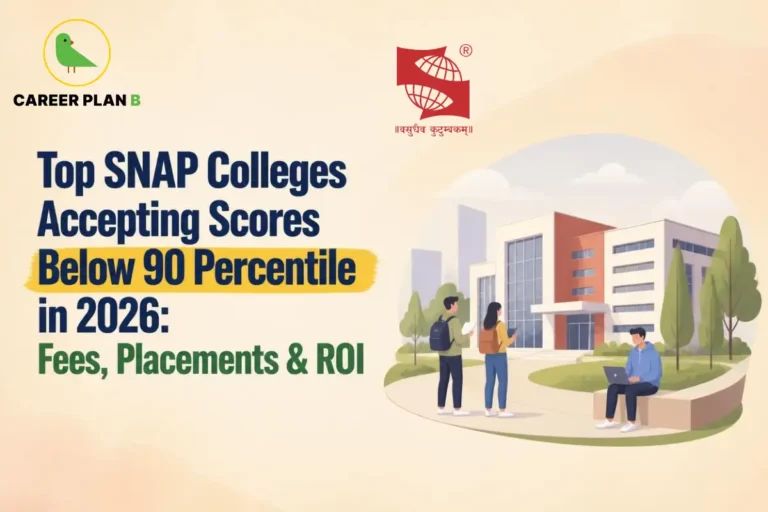 SNAP colleges accepting scores below the 90 percentile are illustrated with students on campus.