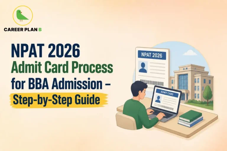 Student completing the NPAT 2026 admit card process online for BBA admission.
