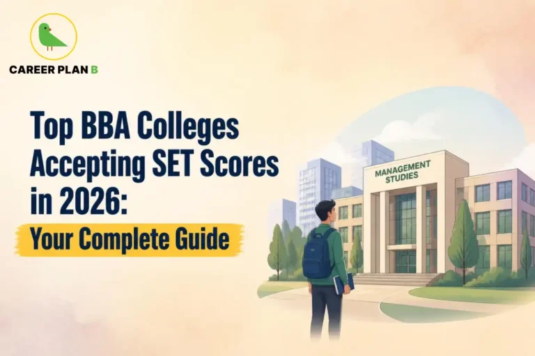 Student exploring a management studies college that accepts SET scores for BBA admission.