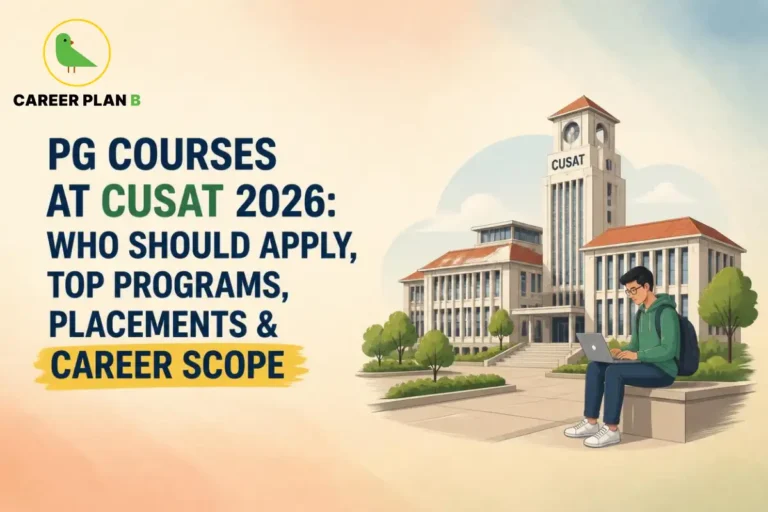 PG courses at CUSAT 2026 with a student studying outside the university campus.
