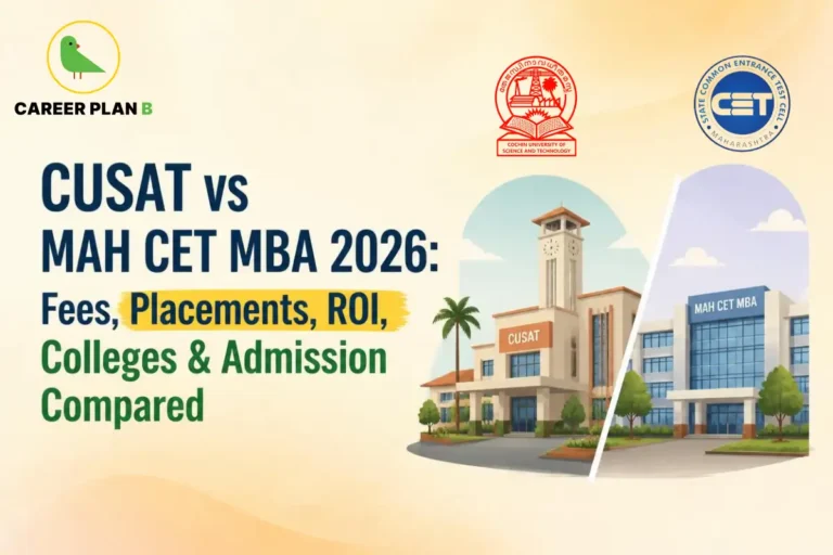CUSAT and MAH CET MBA 2026 comparison showing fees, placements, ROI, colleges and admission options.