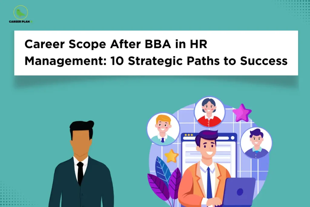 HR management career concept with professionals, a laptop, and workplace recruitment imagery.
