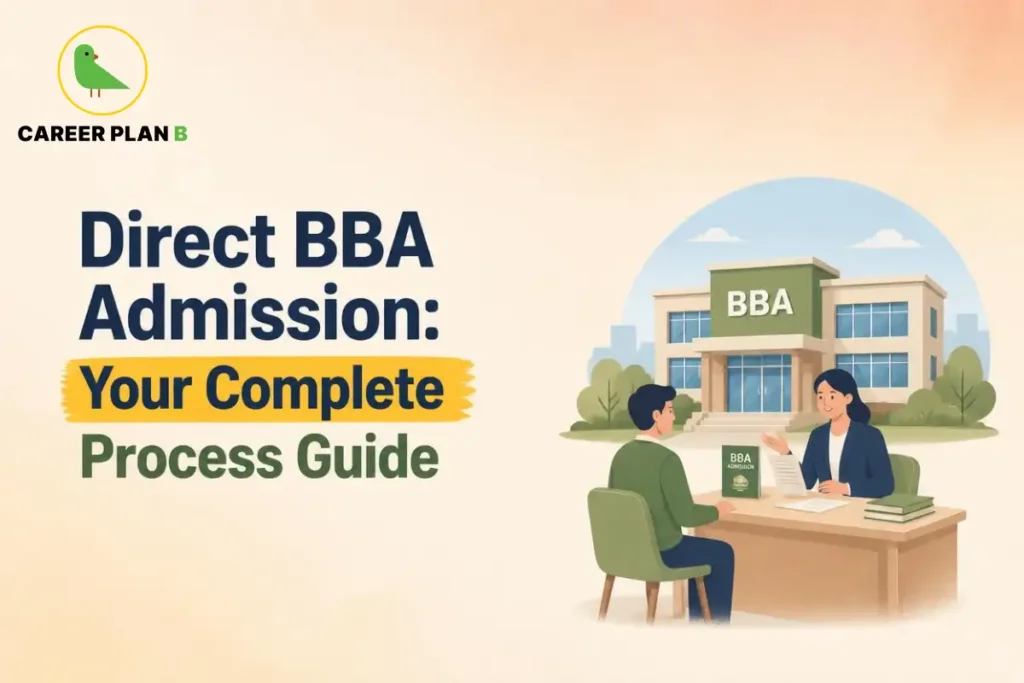 Direct BBA admission process illustrated with a student meeting an admission counsellor at a BBA college.